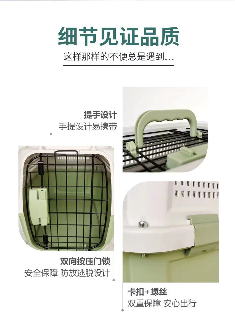 KFX-6165053 Pet Cat Air Travel Suitcase in Purple, Green, or Gray - Available in Various Sizes with Skylight Options