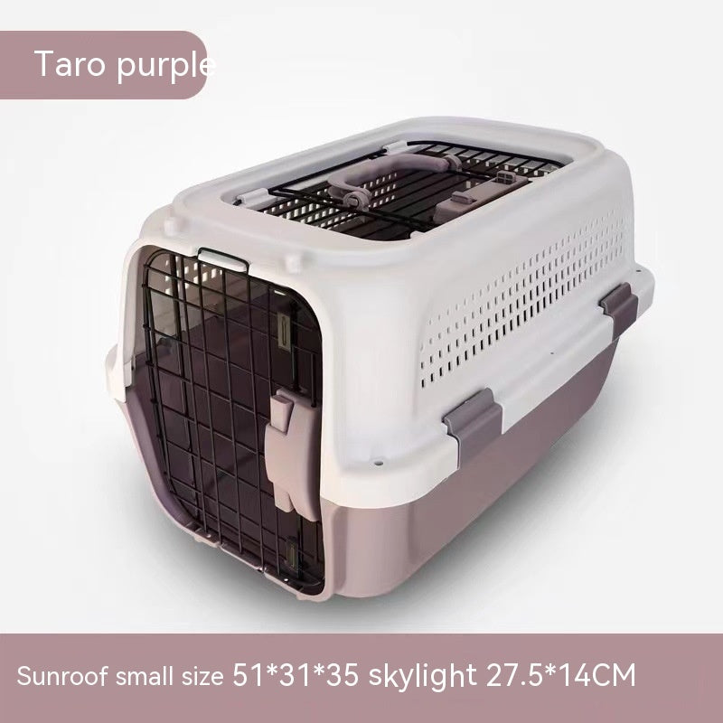 KFX-6165053 Pet Cat Air Travel Suitcase in Purple, Green, or Gray - Available in Various Sizes with Skylight Options