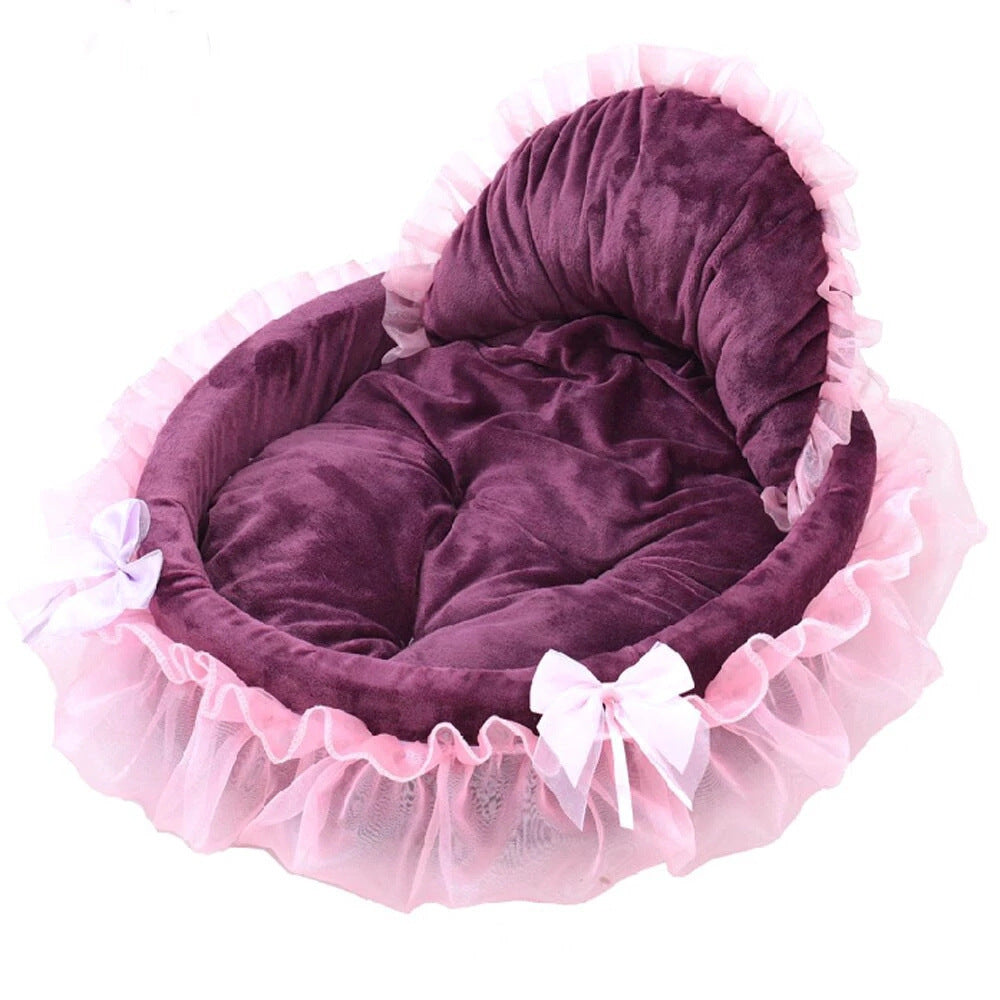 KFX-6165437 Cozy Lace Pet Nest for Cats - Small and Large Sizes Available in Pink, Purple, Green, and Gray