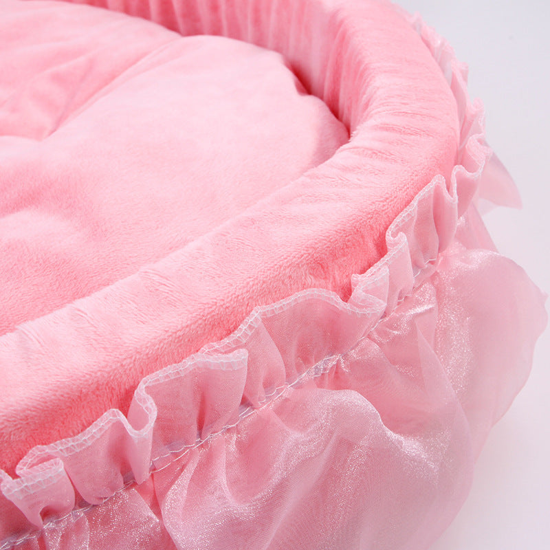 KFX-6165437 Cozy Lace Pet Nest for Cats - Small and Large Sizes Available in Pink, Purple, Green, and Gray