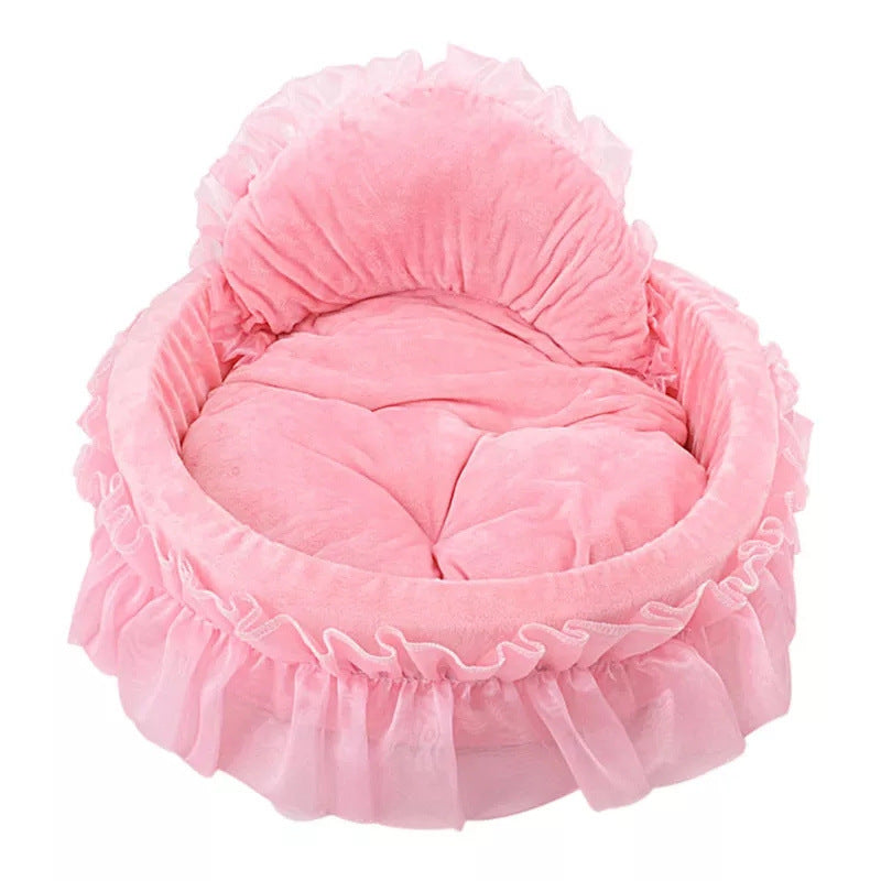 KFX-6165437 Cozy Lace Pet Nest for Cats - Small and Large Sizes Available in Pink, Purple, Green, and Gray