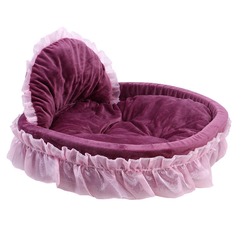 KFX-6165437 Cozy Lace Pet Nest for Cats - Small and Large Sizes Available in Pink, Purple, Green, and Gray