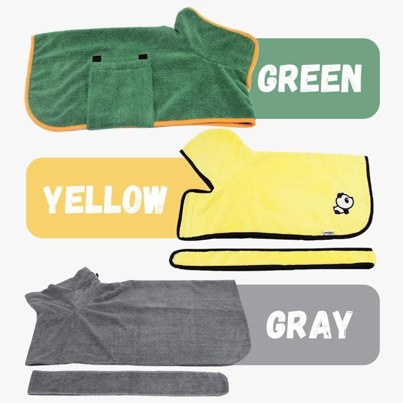 KFX-6165565 Super Absorbent Microfiber Dog Bathrobe with Adjustable Strap for Quick Drying