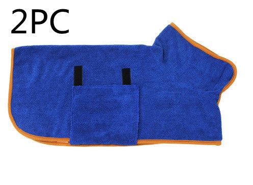 KFX-6165565 Super Absorbent Microfiber Dog Bathrobe with Adjustable Strap for Quick Drying