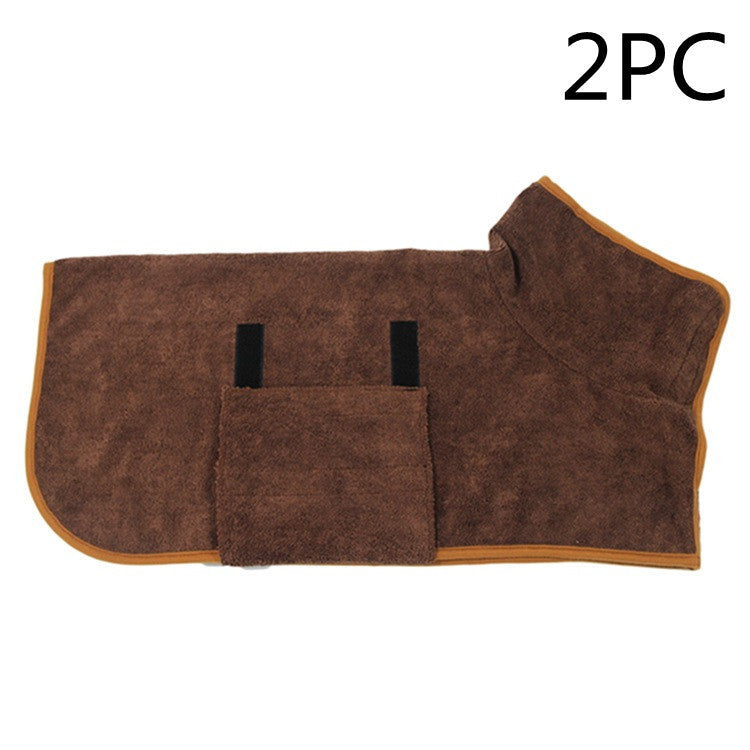 KFX-6165565 Super Absorbent Microfiber Dog Bathrobe with Adjustable Strap for Quick Drying