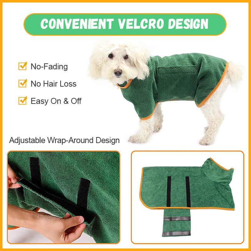 KFX-6165565 Super Absorbent Microfiber Dog Bathrobe with Adjustable Strap for Quick Drying