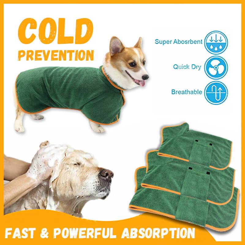 KFX-6165565 Super Absorbent Microfiber Dog Bathrobe with Adjustable Strap for Quick Drying