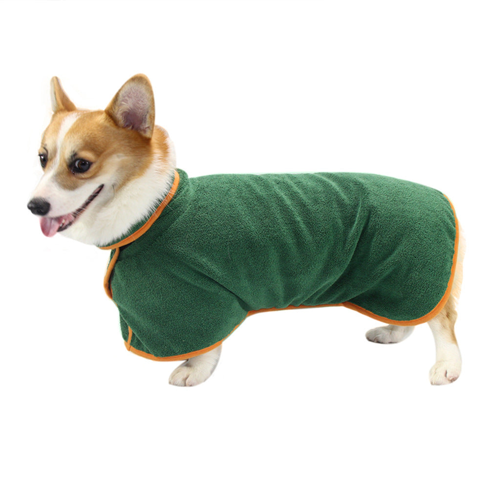KFX-6165565 Super Absorbent Microfiber Dog Bathrobe with Adjustable Strap for Quick Drying