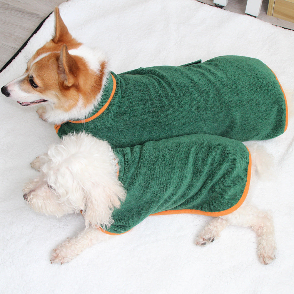 KFX-6165565 Super Absorbent Microfiber Dog Bathrobe with Adjustable Strap for Quick Drying