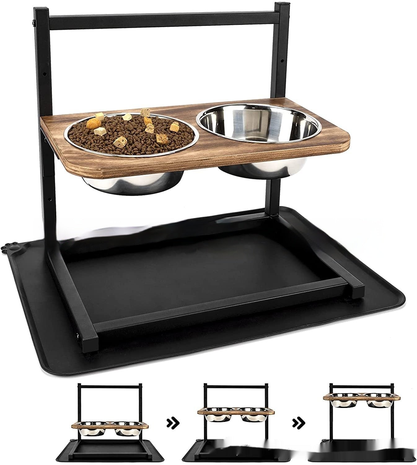 KFX-6167357 Elevate Feeding Time with Stylish 5-Inch, 9-Inch, and 13-Inch Black Dog Food and Water Bowls Set