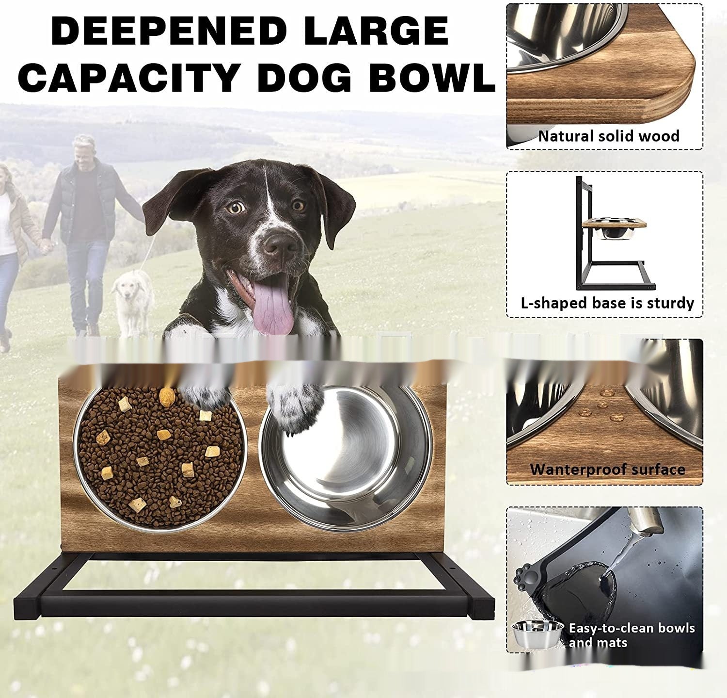 KFX-6167357 Elevate Feeding Time with Stylish 5-Inch, 9-Inch, and 13-Inch Black Dog Food and Water Bowls Set