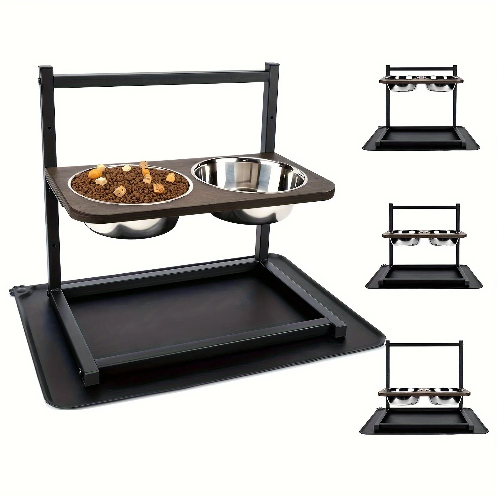 KFX-6167357 Elevate Feeding Time with Stylish 5-Inch, 9-Inch, and 13-Inch Black Dog Food and Water Bowls Set