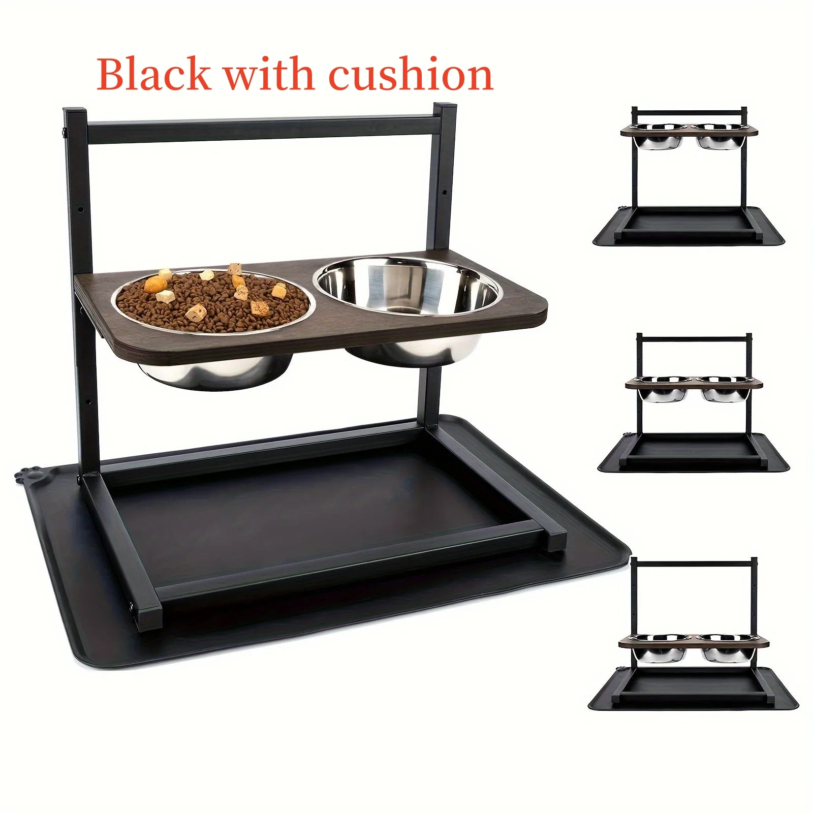 KFX-6167357 Elevate Feeding Time with Stylish 5-Inch, 9-Inch, and 13-Inch Black Dog Food and Water Bowls Set