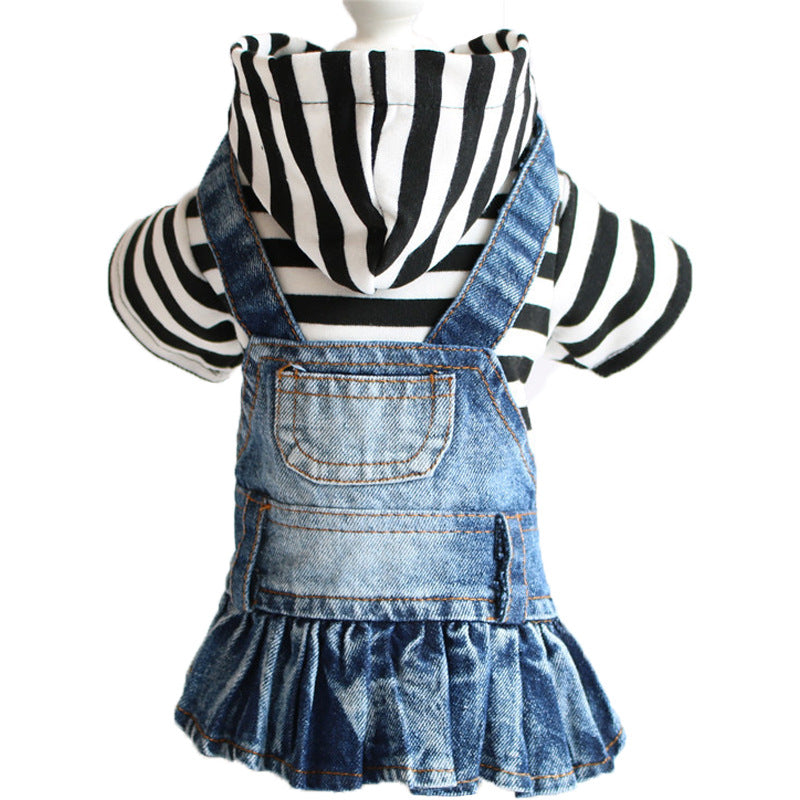 KFX-6167741 Embroidered Denim Skirt for Dogs in Plaid Designs, Multiple Sizes Available