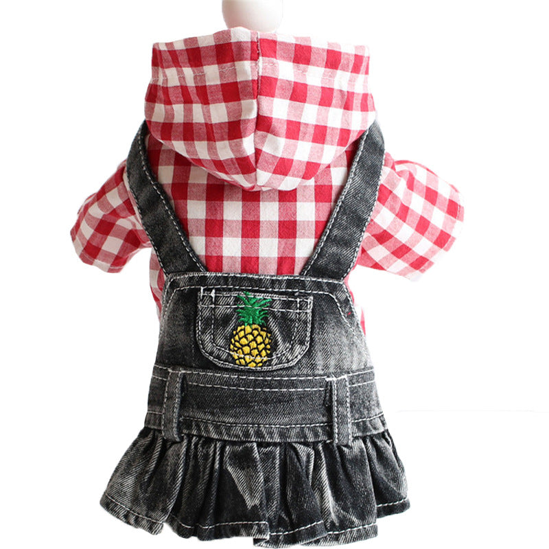 KFX-6167741 Embroidered Denim Skirt for Dogs in Plaid Designs, Multiple Sizes Available