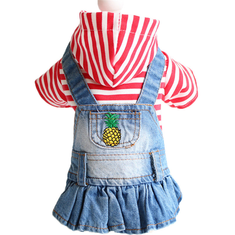 KFX-6167741 Embroidered Denim Skirt for Dogs in Plaid Designs, Multiple Sizes Available