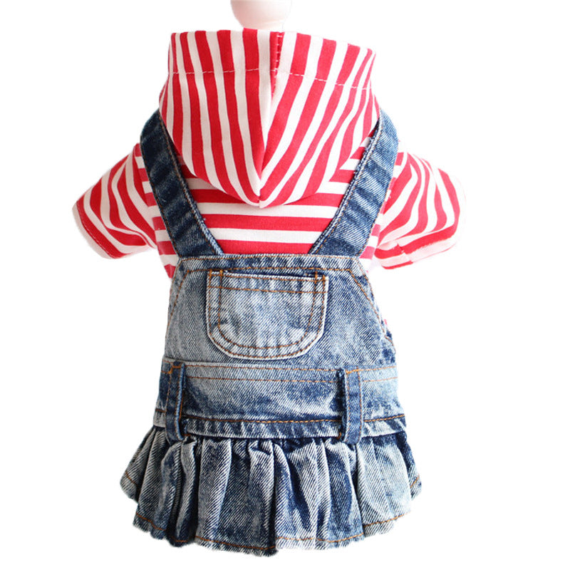KFX-6167741 Embroidered Denim Skirt for Dogs in Plaid Designs, Multiple Sizes Available