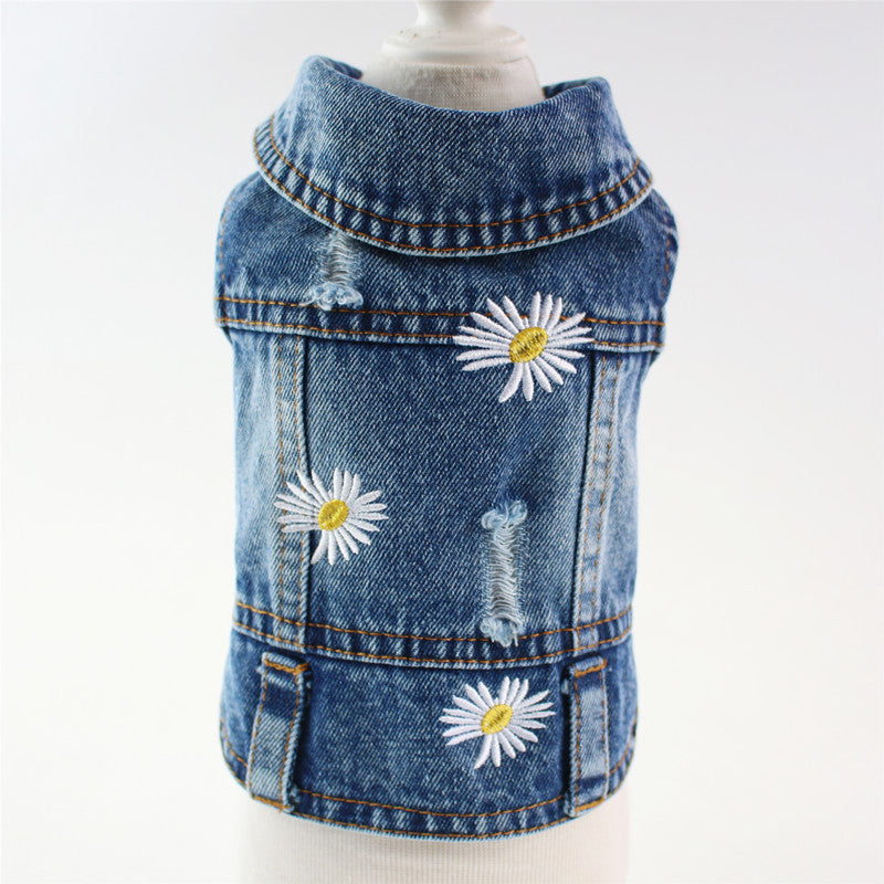KFX-6167741 Embroidered Denim Skirt for Dogs in Plaid Designs, Multiple Sizes Available