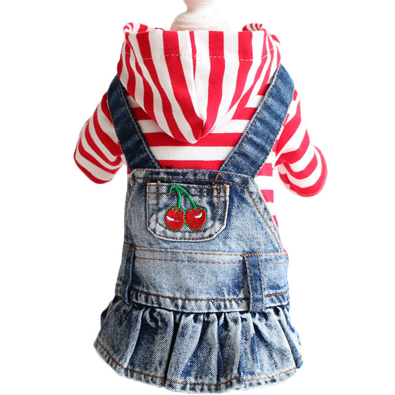 KFX-6167741 Embroidered Denim Skirt for Dogs in Plaid Designs, Multiple Sizes Available