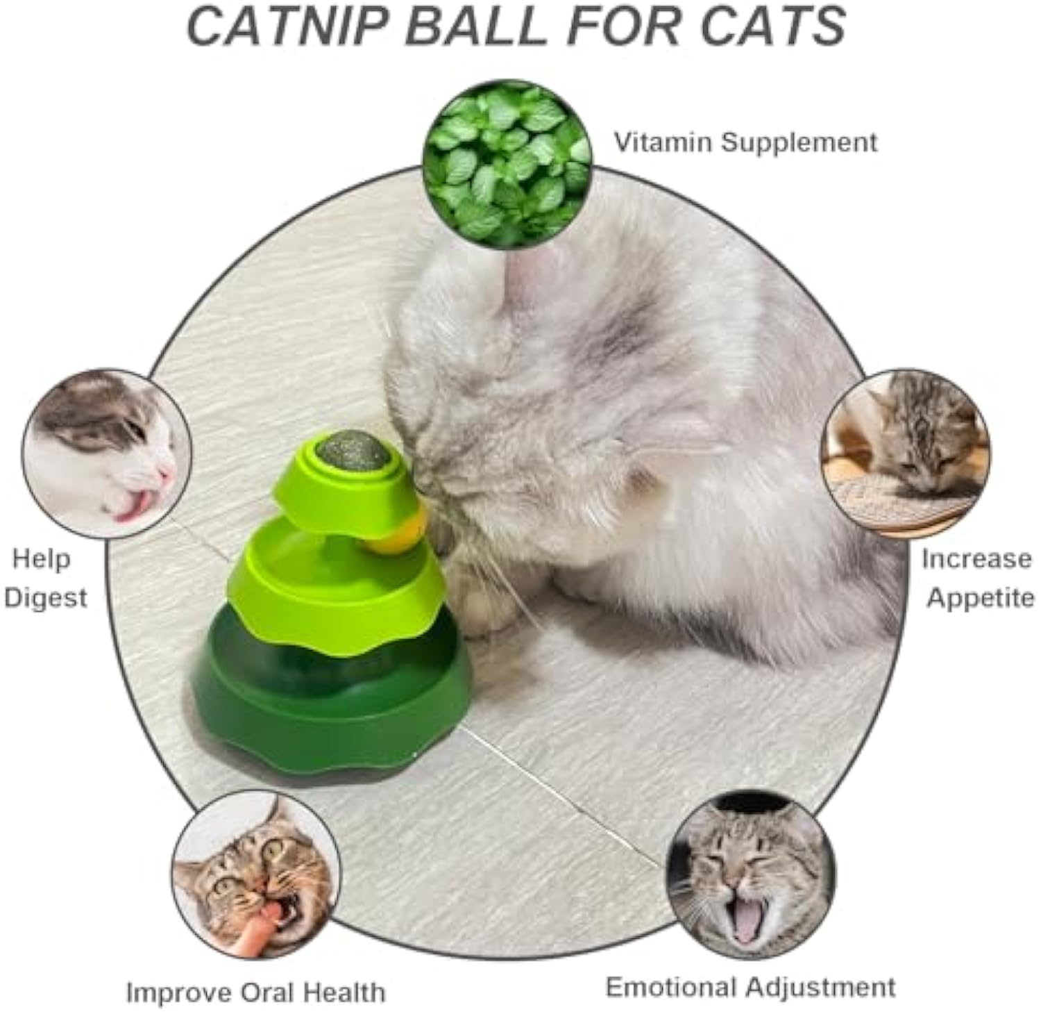 KFX-6168637 Tree-Shaped Interactive Cat Toy with Catnip Balls - 2-Level Roller Track for Indoor Cats