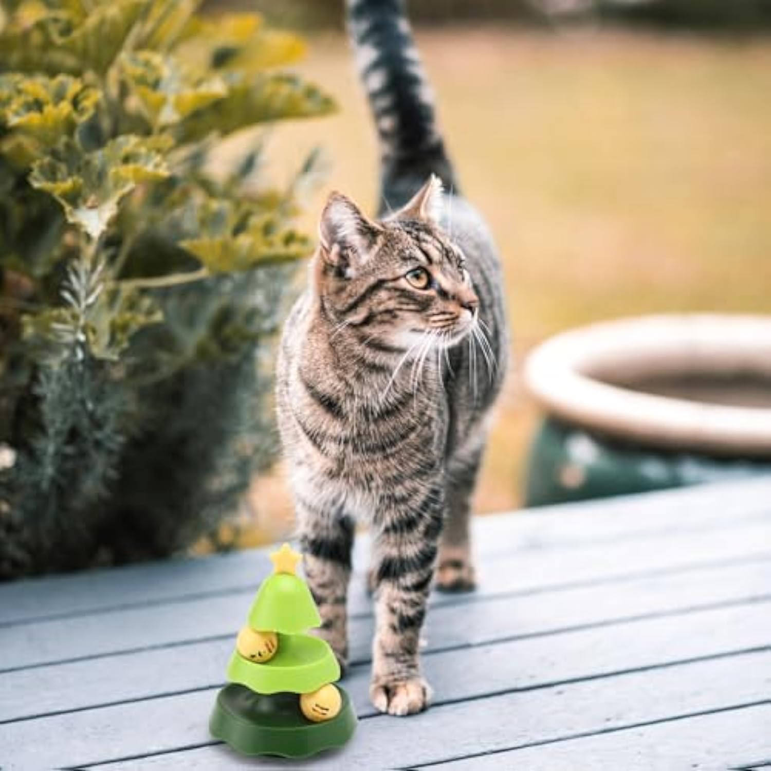 KFX-6168637 Tree-Shaped Interactive Cat Toy with Catnip Balls - 2-Level Roller Track for Indoor Cats