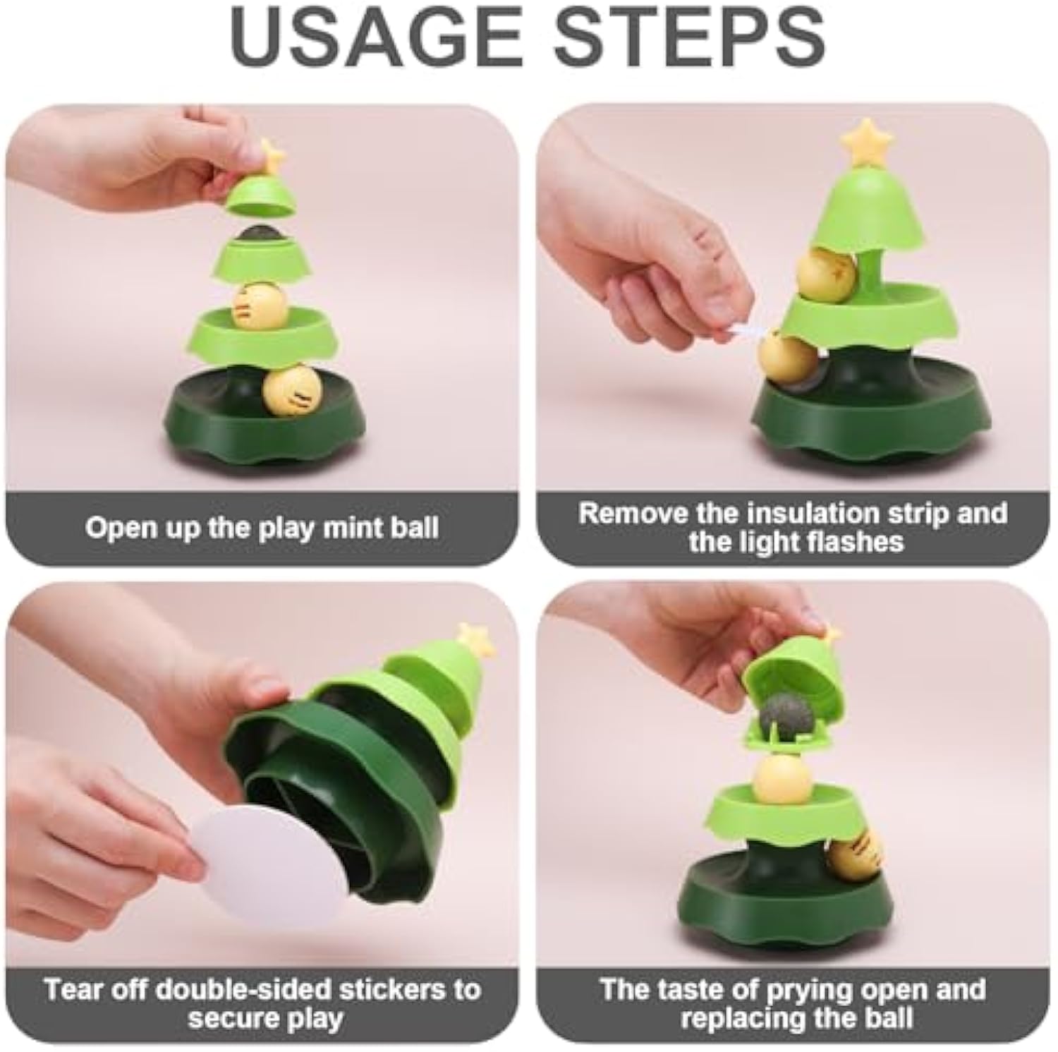 KFX-6168637 Tree-Shaped Interactive Cat Toy with Catnip Balls - 2-Level Roller Track for Indoor Cats