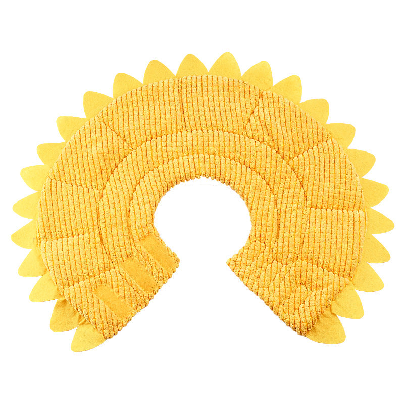 KFX-6169149 Pet Sunflower Collar Postoperative Protection Ring - Soft Cloth, Yellow, Multi-Size Options