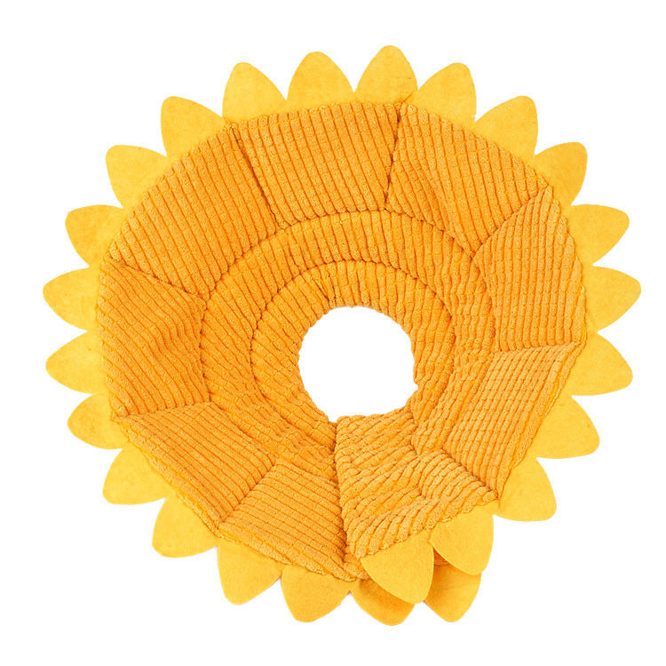 KFX-6169149 Pet Sunflower Collar Postoperative Protection Ring - Soft Cloth, Yellow, Multi-Size Options