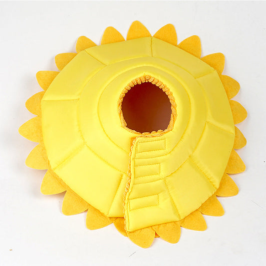 KFX-6169149 Pet Sunflower Collar Postoperative Protection Ring - Soft Cloth, Yellow, Multi-Size Options