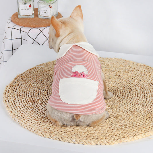 KFX-6171709 Cute Buckle Undershirt for Dogs in Yellow and Pink Cotton - Fashionable Minimalist Design