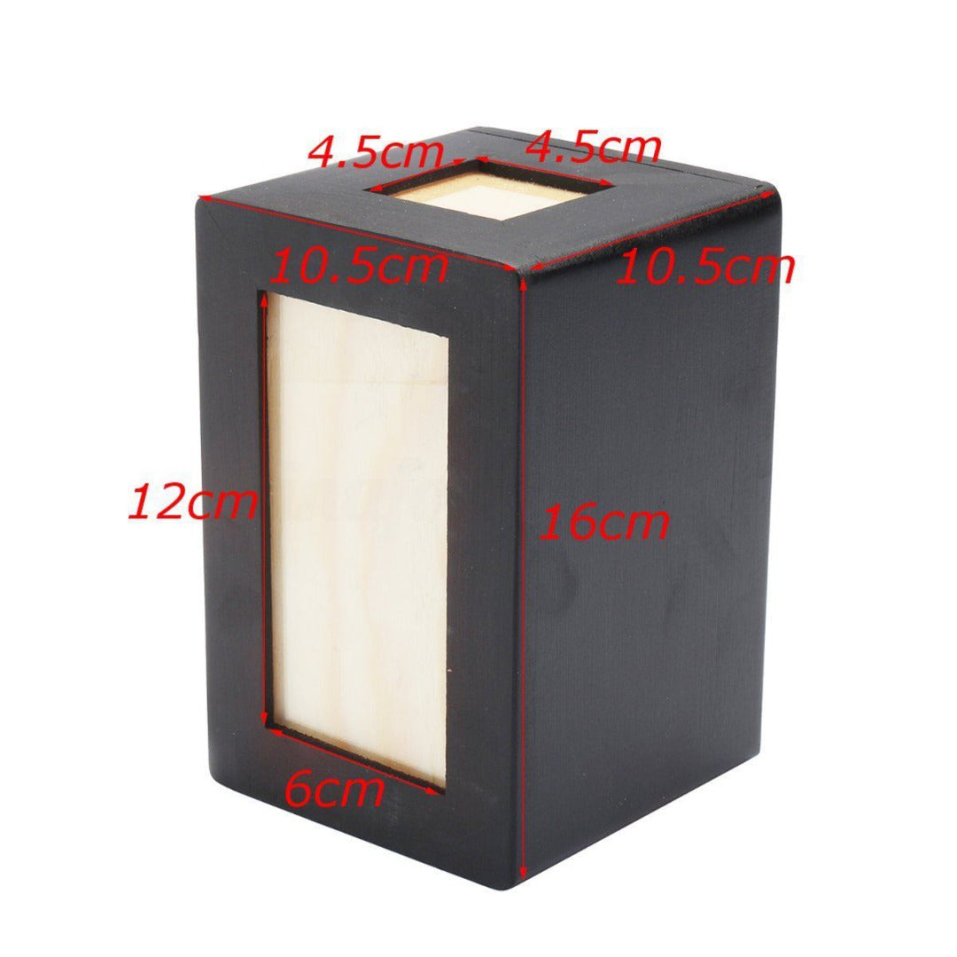 KFX-6172605 Cat Memorial Wooden Urn Box in Black - Natural Wood Pet Keepsake