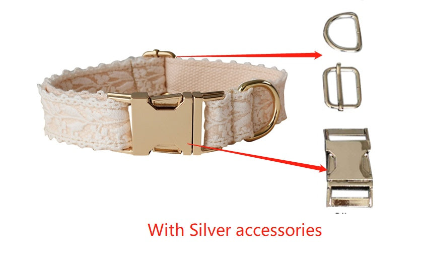 KFX-6172989 Lace Pet Collar with Adjustable Metal Buckle for Year-Round Comfort
