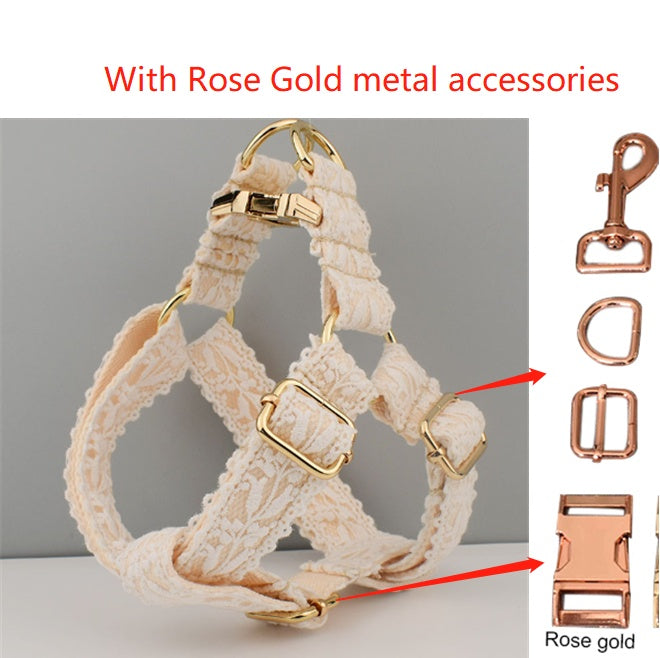 KFX-6172989 Lace Pet Collar with Adjustable Metal Buckle for Year-Round Comfort