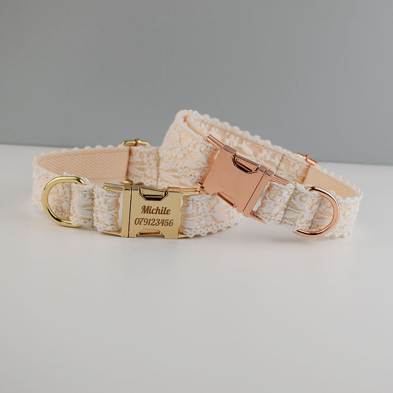 KFX-6172989 Lace Pet Collar with Adjustable Metal Buckle for Year-Round Comfort