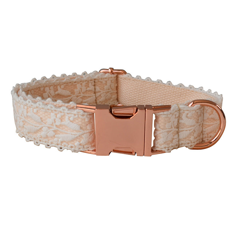 KFX-6172989 Lace Pet Collar with Adjustable Metal Buckle for Year-Round Comfort
