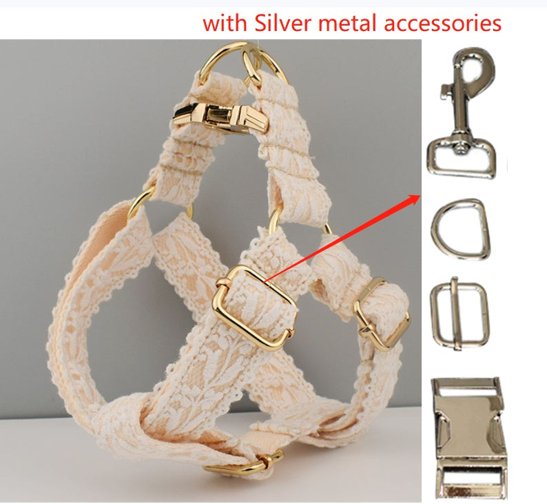 KFX-6172989 Lace Pet Collar with Adjustable Metal Buckle for Year-Round Comfort