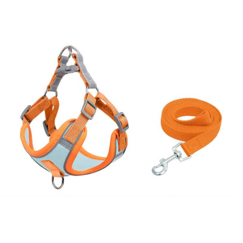 KFX-6176189 Reflective Anti-Breakaway Adjustable Suede Harness with Leash for Small and Medium Dogs