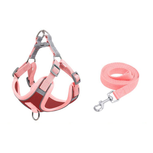 KFX-6176189 Reflective Anti-Breakaway Adjustable Suede Harness with Leash for Small and Medium Dogs