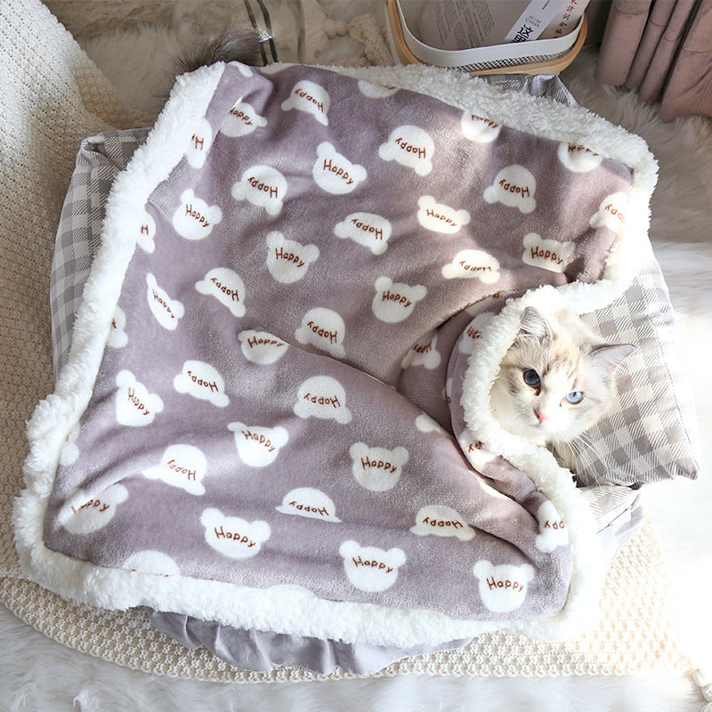 KFX-6176957 Cozy Thick Flannel Pet Seat Cushion for Winter Comfort