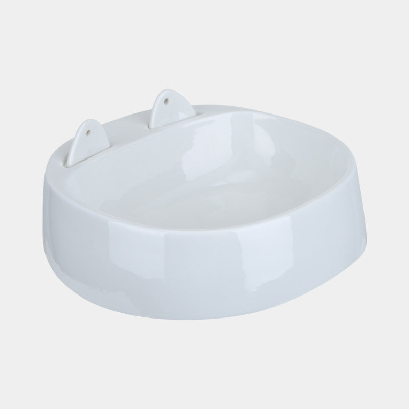KFX-6177085 Automatic Ceramic Cat Bowl with Spoon for Drinking Water and Food