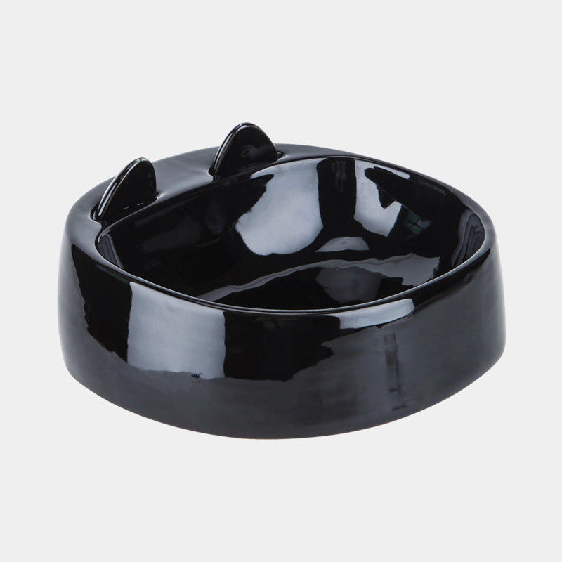 KFX-6177085 Automatic Ceramic Cat Bowl with Spoon for Drinking Water and Food