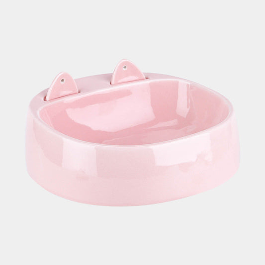 KFX-6177085 Automatic Ceramic Cat Bowl with Spoon for Drinking Water and Food