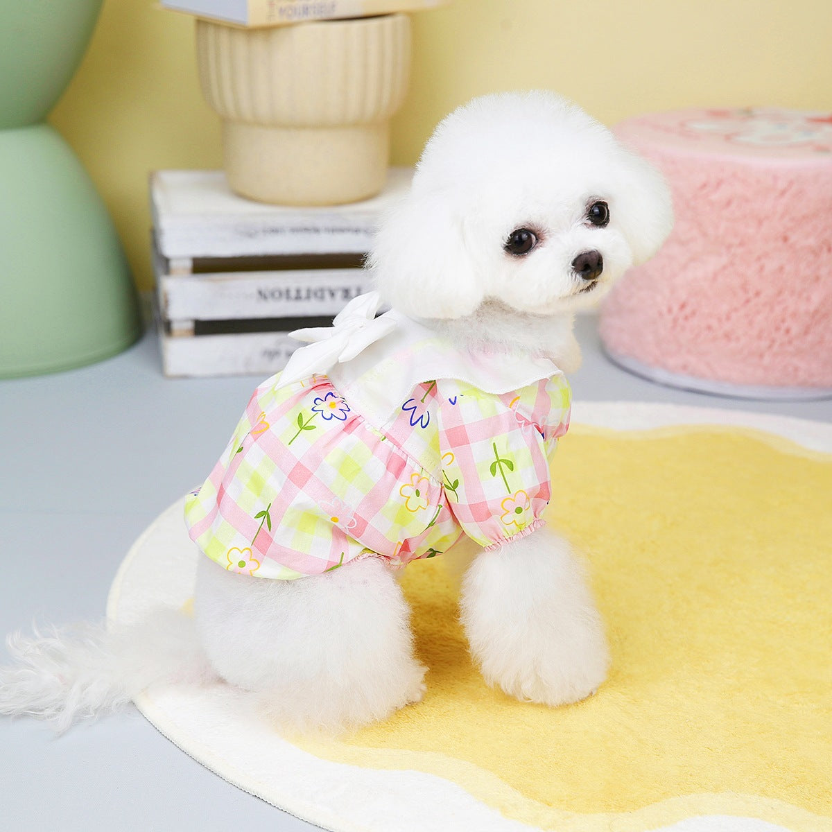 KFX-6177469 Pastoral Princess Style Pet Clothing for Small Dogs in Pink and Sky Blue