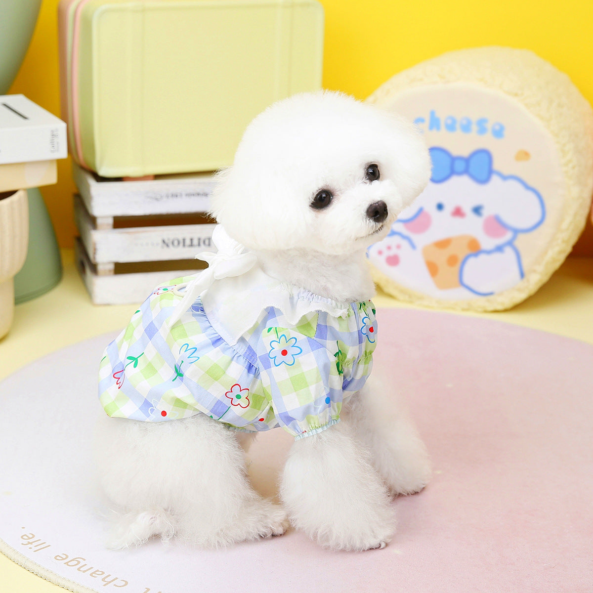 KFX-6177469 Pastoral Princess Style Pet Clothing for Small Dogs in Pink and Sky Blue