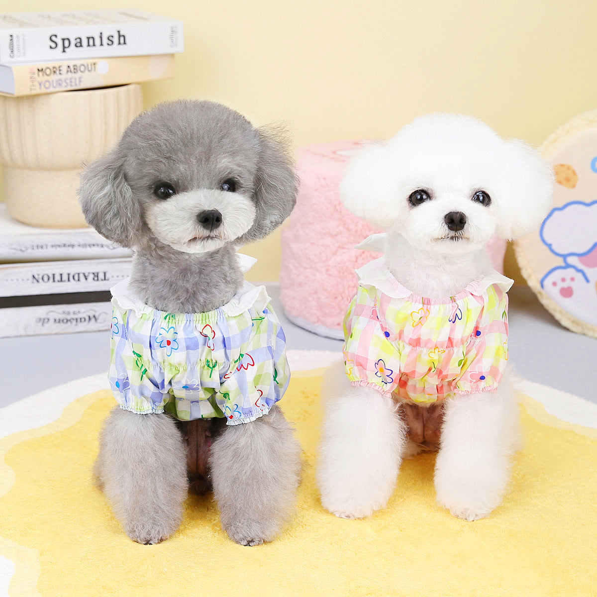 KFX-6177469 Pastoral Princess Style Pet Clothing for Small Dogs in Pink and Sky Blue