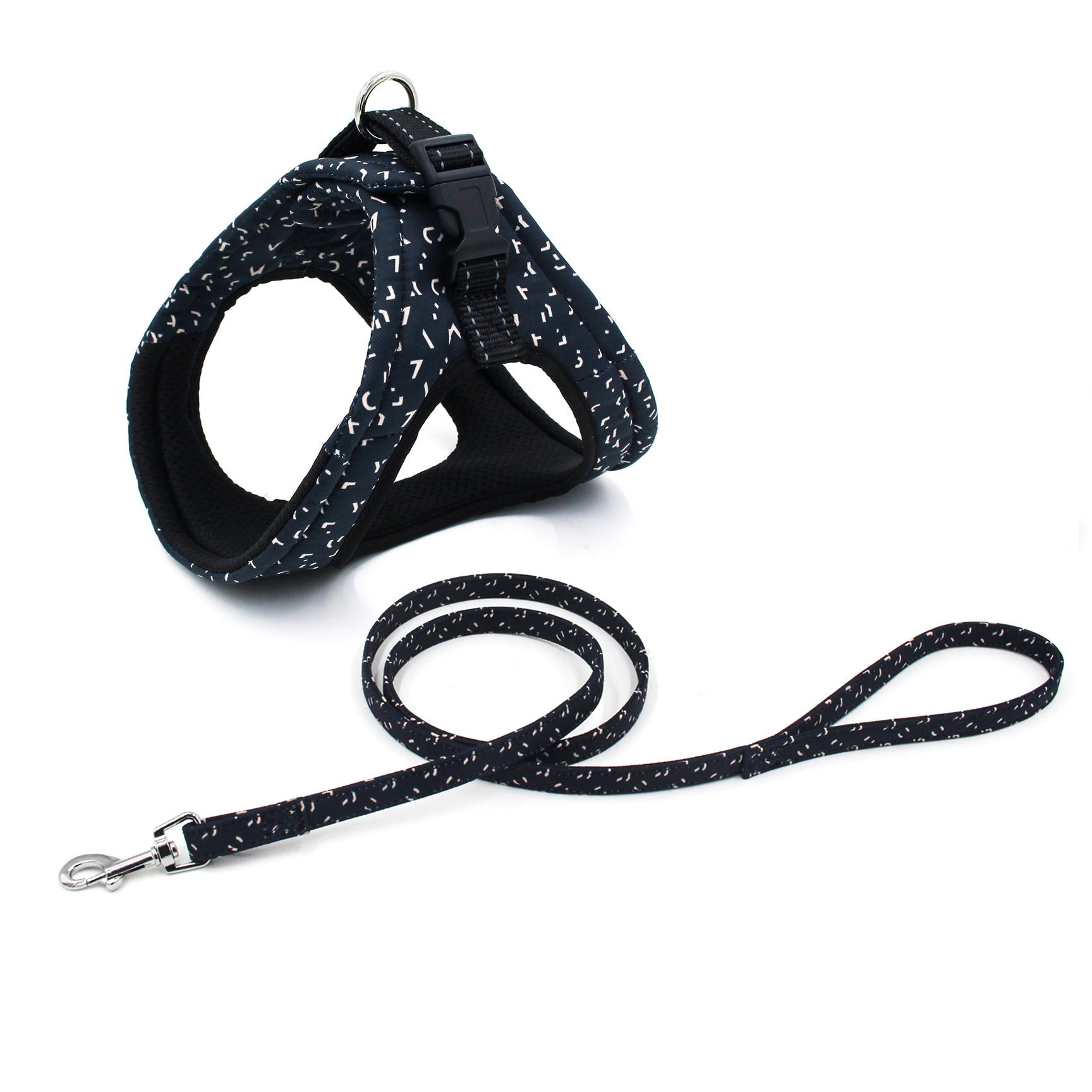 KFX-6178365 Reflective Mesh Dog Vest Harness with Quick-Release Seat Belt and Double Loop Design for Small to Medium Dogs