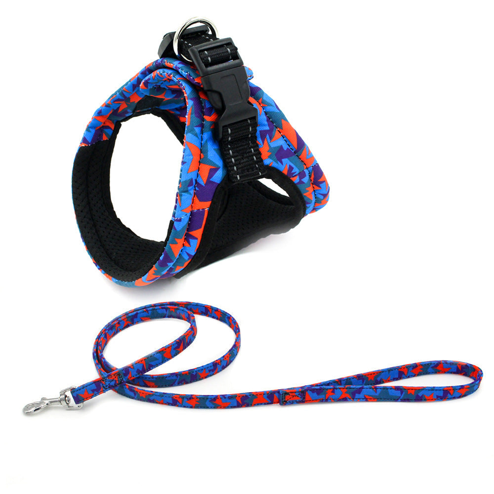 KFX-6178365 Reflective Mesh Dog Vest Harness with Quick-Release Seat Belt and Double Loop Design for Small to Medium Dogs