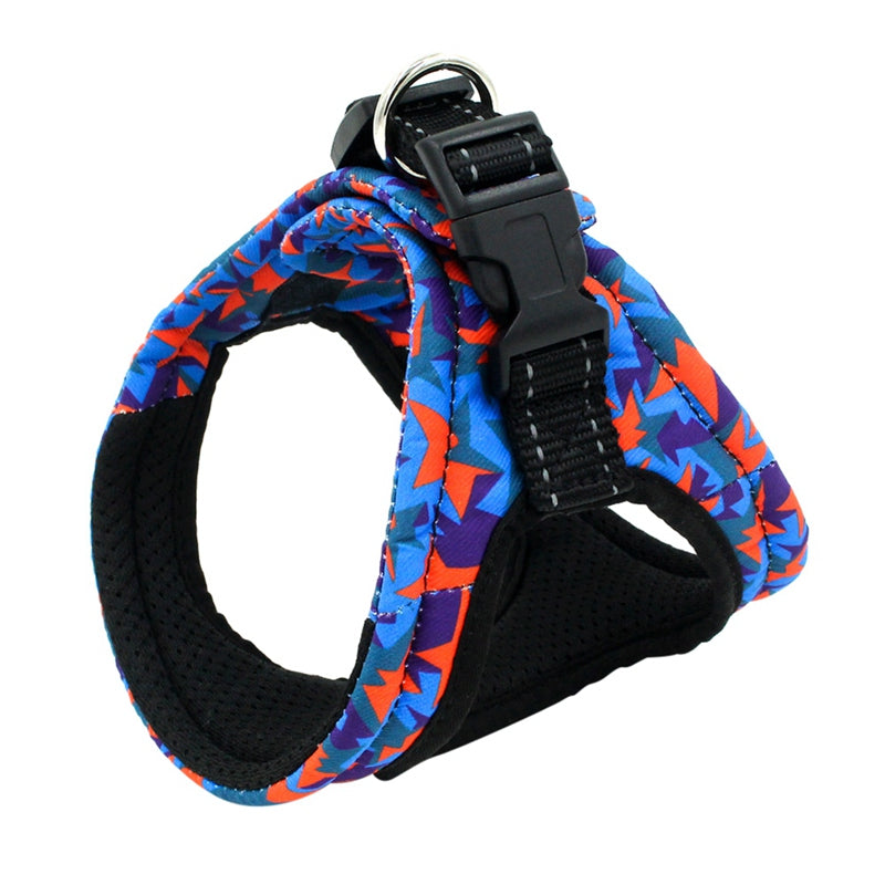 KFX-6178365 Reflective Mesh Dog Vest Harness with Quick-Release Seat Belt and Double Loop Design for Small to Medium Dogs