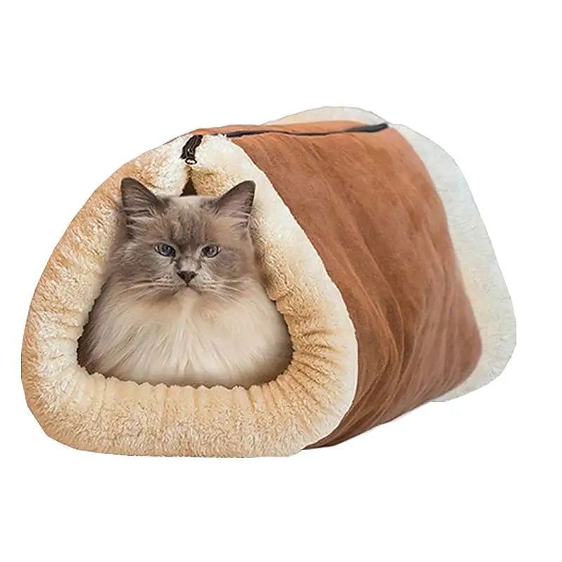 KFX-6178749 Foldable Snooze Tunnel Pet Bed - Comfortable Fleece Mat for Cats and Dogs, Multi-Purpose Design, Machine Washable