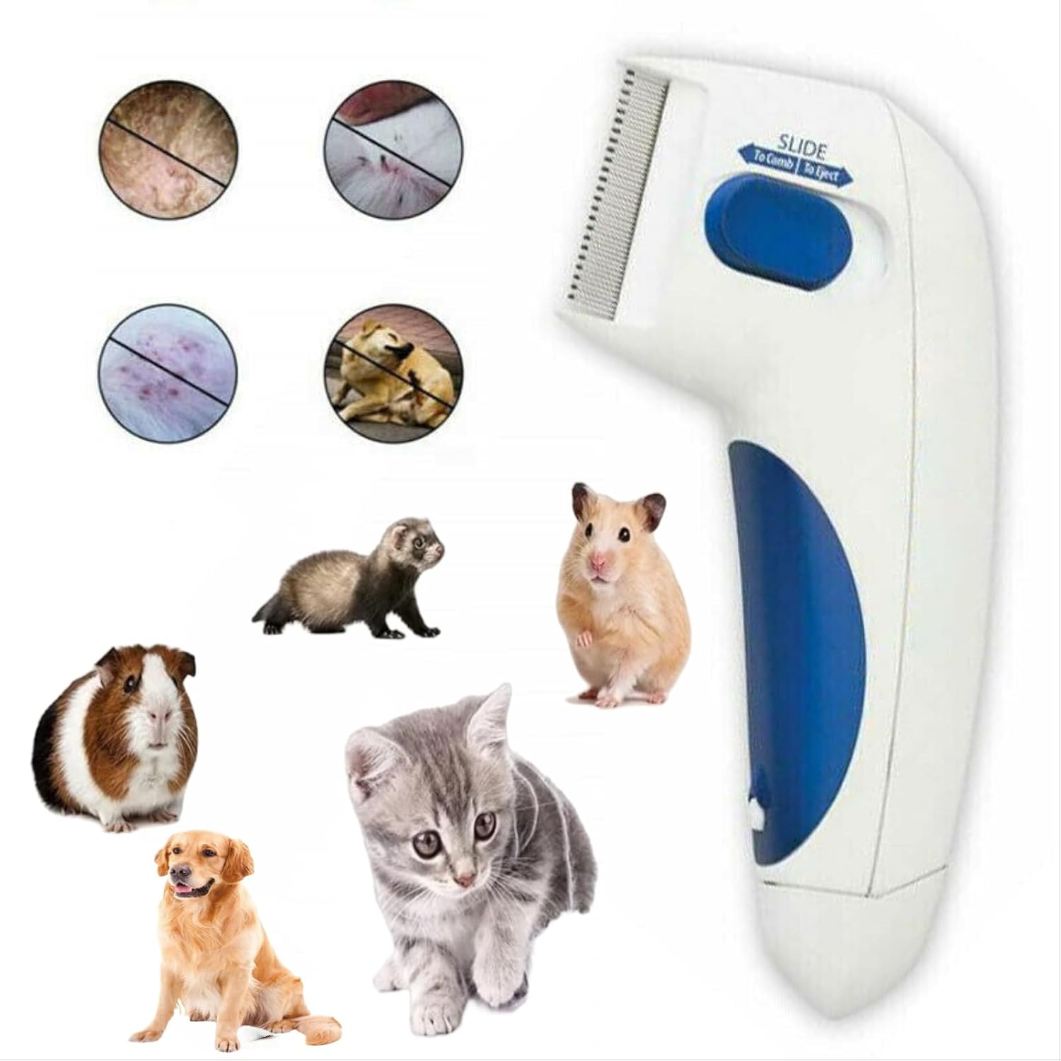 KFX-6180157 Electric Pet Comb for Grooming Cats, Dogs, and Rabbits - Cordless Hair Removal Brush for All Fur Lengths